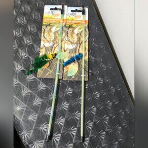 All For Paws - Cat Teaser Wands with Bug Feather Toys x2 - NWT
